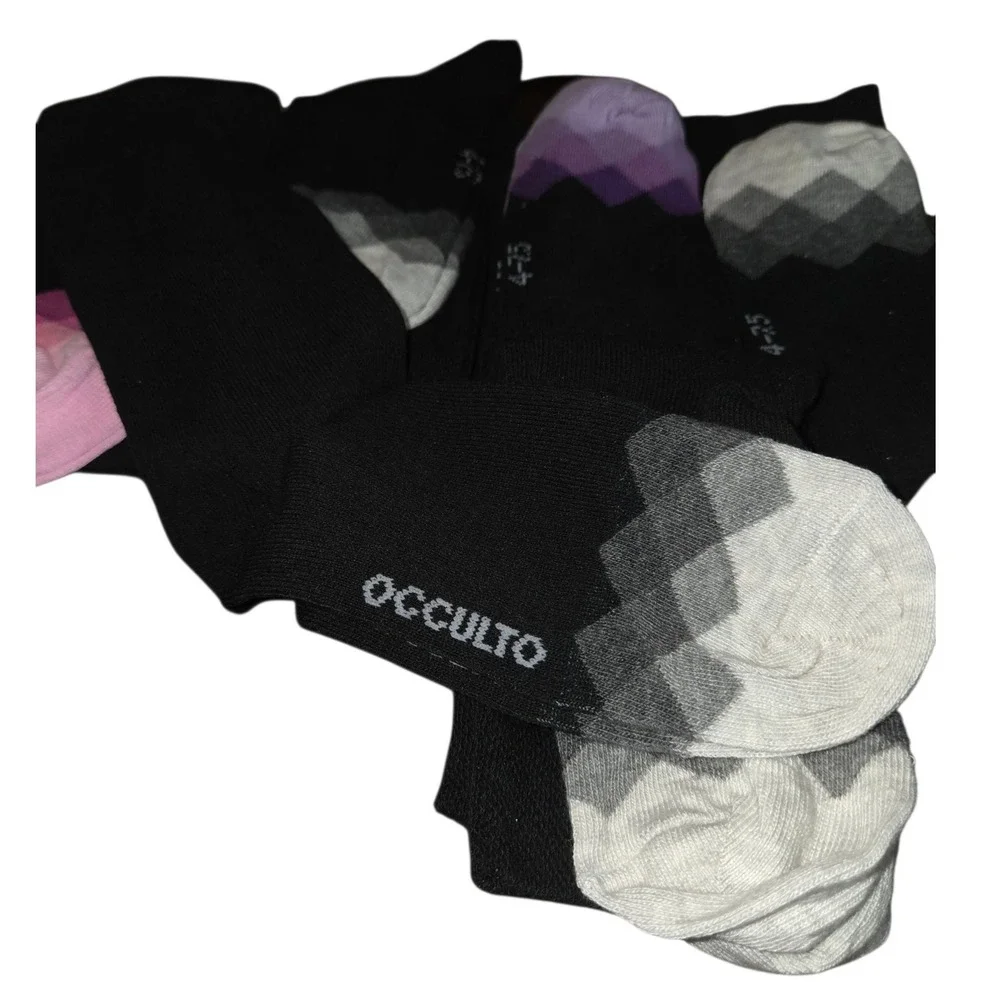 10 Pair Diabetic Ankle Socks Size 4-7.5‎ Black/Argyle Occulto 